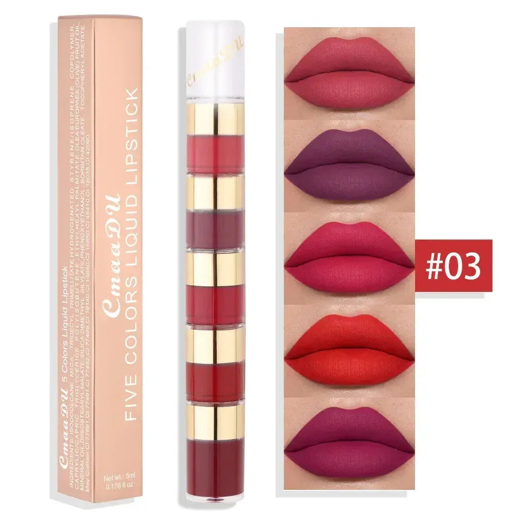 5 In 1 Matte Lipstick Kit Combo Strip 01