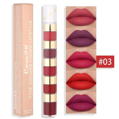 5 In 1 Matte Lipstick Kit Combo Strip 01