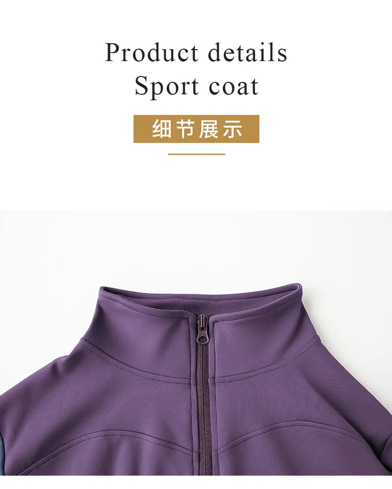 Long Sleeve Sports Jacket Women Zip Fitness