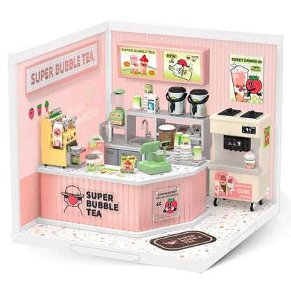 Robotime Rolife Super Creator Miniature Building Kit – Bookstore, Bakery & Bubble Tea Shop 3 in 1 / United States