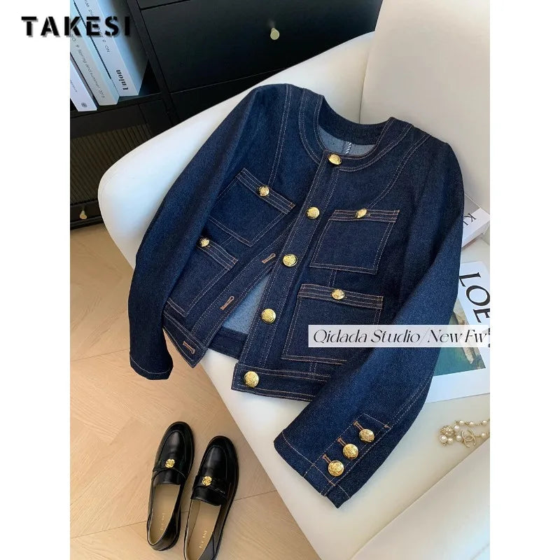 Casual Blue Elegant Denim Jacket