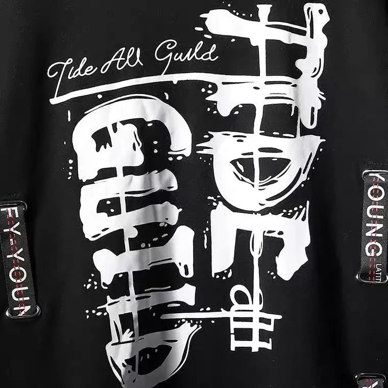 Stylish Letter Graffiti Men's Hoodies Techwear Streetwear