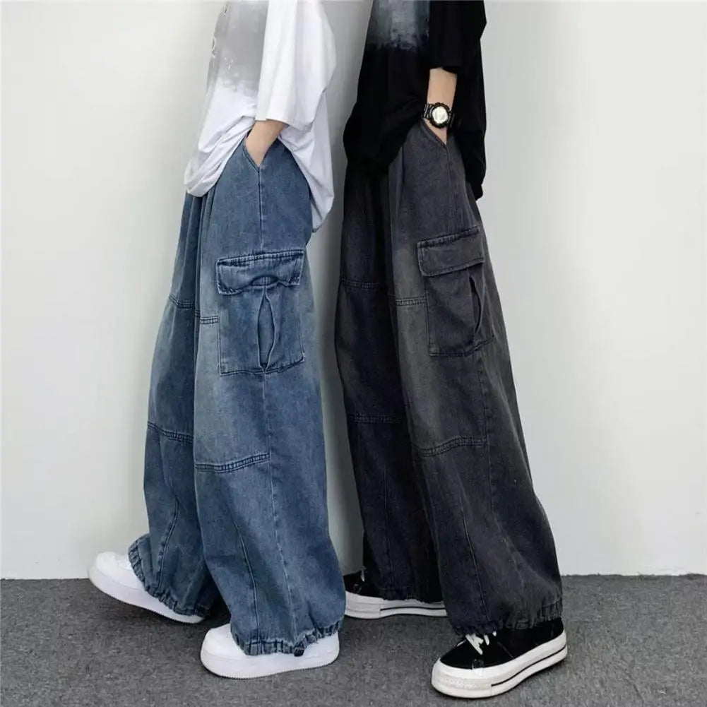 Popular Men Denim Pants Bottoms Baggy Cargo Jeans