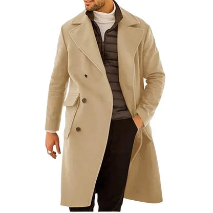 Winter Coat Men's Vintage Long Sleeve Khaki / M