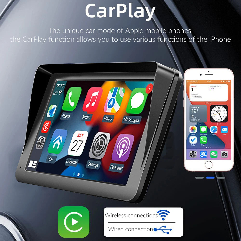 Universal 7" Touch Screen Wireless Apple Carplay