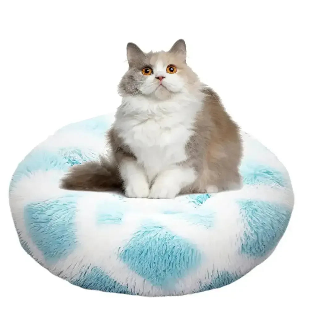 Round Dog Bed House Dog Mat Long Plush Cats Nest USB Heating Dog Basket Pet Cushion Soft Sleeping Pets Winter Warmth Supplies Gray / M / United States