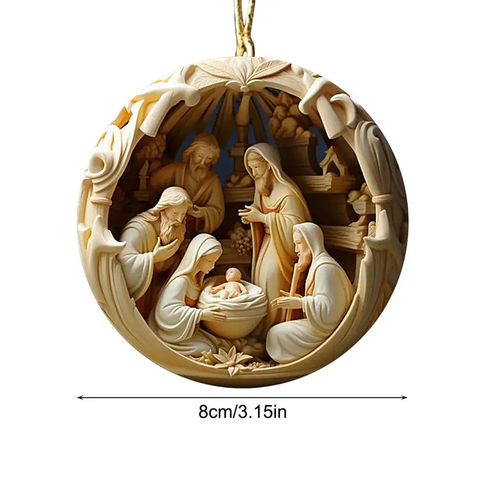 Nativity Christmas Tree Ornaments – Jesus Christ Hanging Pendants (5-Pack)