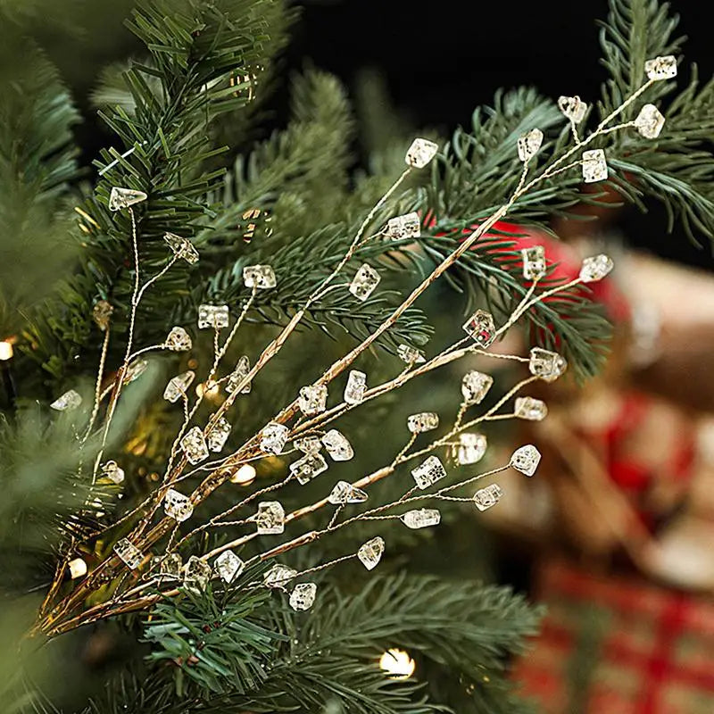 Golden Glitter Christmas Stems – Tree & Wreath Décor B / United States