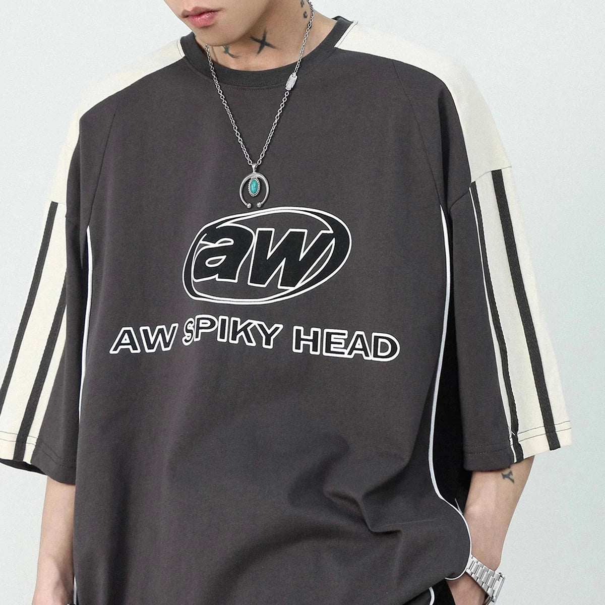 Men Streetwear Letter Graphic Acubi Harajuku Egirl Short Sleeve T-Shirts