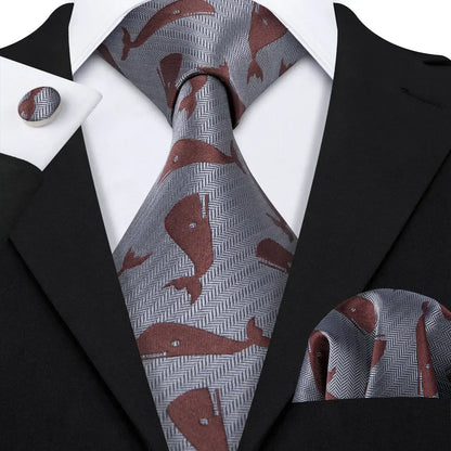 Red Skull Silk Tie Set with Handkerchief – Designer Men’s Necktie for Wedding, Business & Parties 5063 / United States