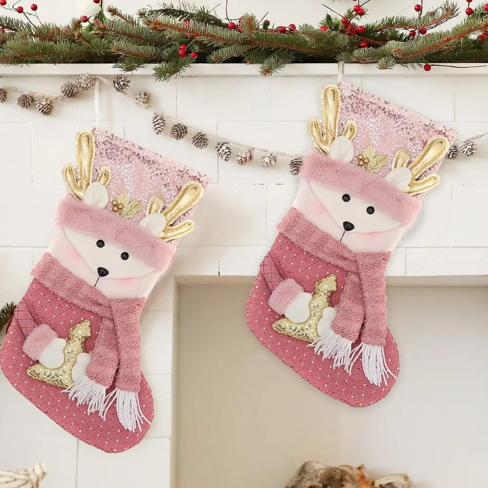 Pink Sequin Christmas Stockings