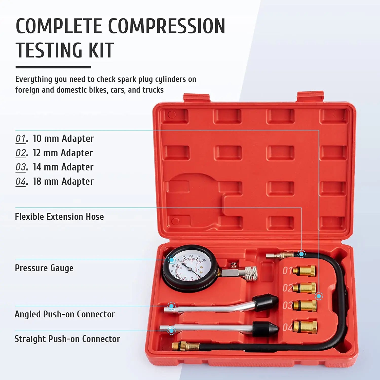 Petrol Engine Cylinder Compression Tester Kit