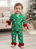 Kids’ Christmas Pajama Set – Candy Cane Print Shirt & Pants green / 3-4 Years / United States