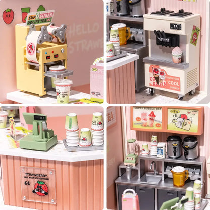 Robotime Rolife Super Creator Miniature Building Kit – Bookstore, Bakery & Bubble Tea Shop 3 in 1 / United States
