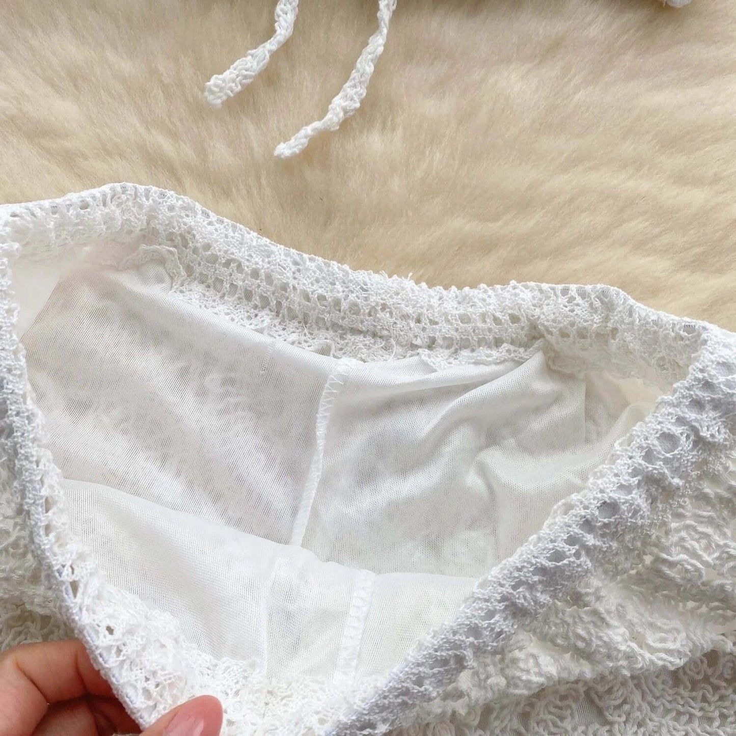 Knitted Two-Piece Beachwear Set apricot / One Size