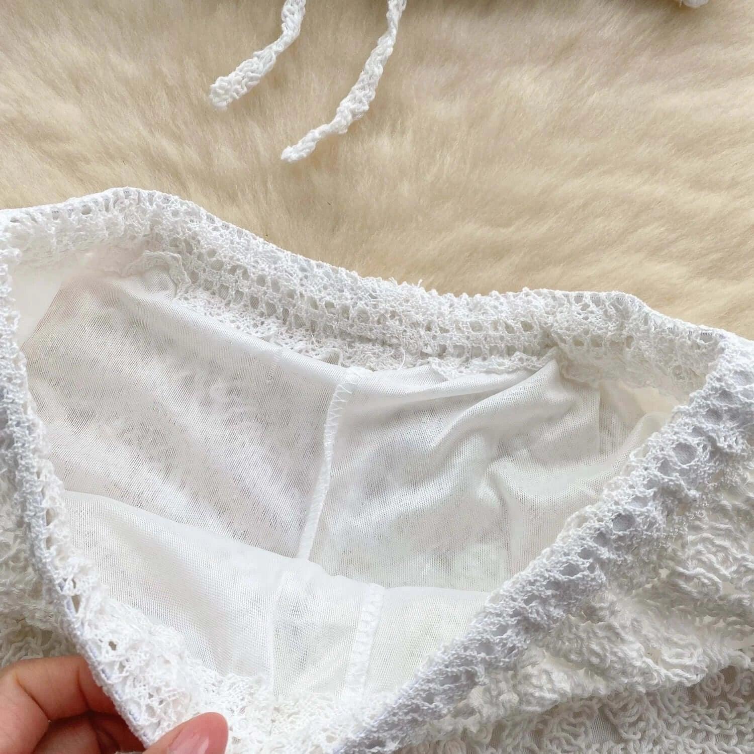 Knitted Two-Piece Beachwear Set apricot / One Size