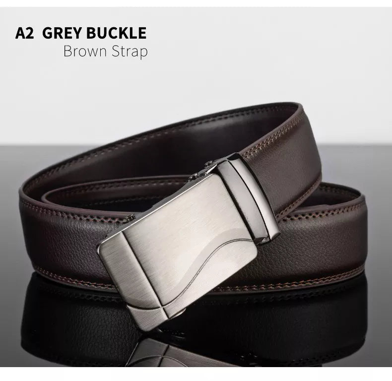 Men Leather Belt Metal Automatic Buckle