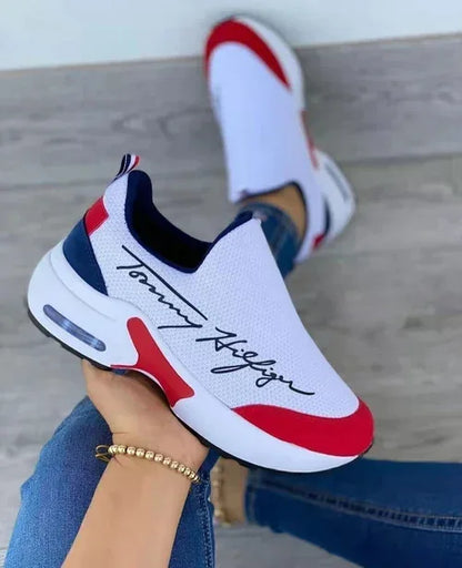 Casual Breathable Wedges Ladies Walking Sneakers Flat Women Shoes White / 6