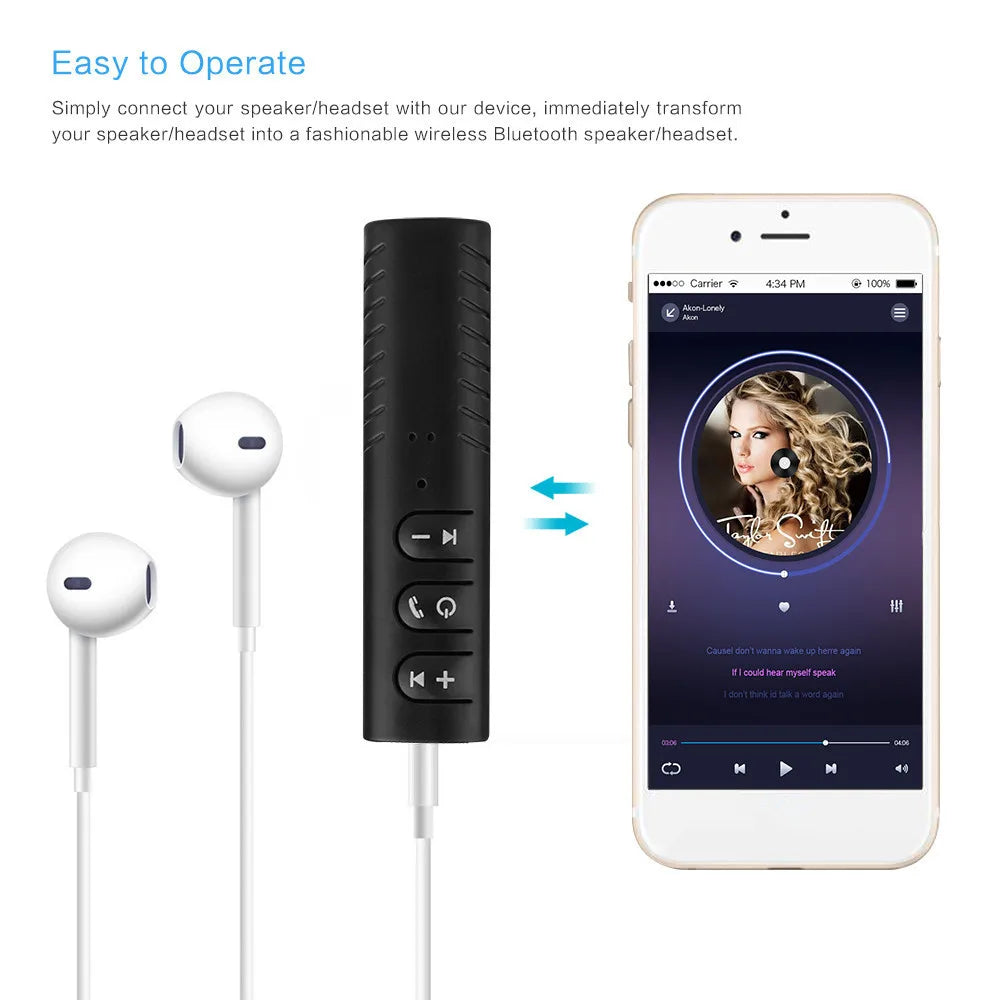 3.5mm Bluetooth audio receiver for music streaming.