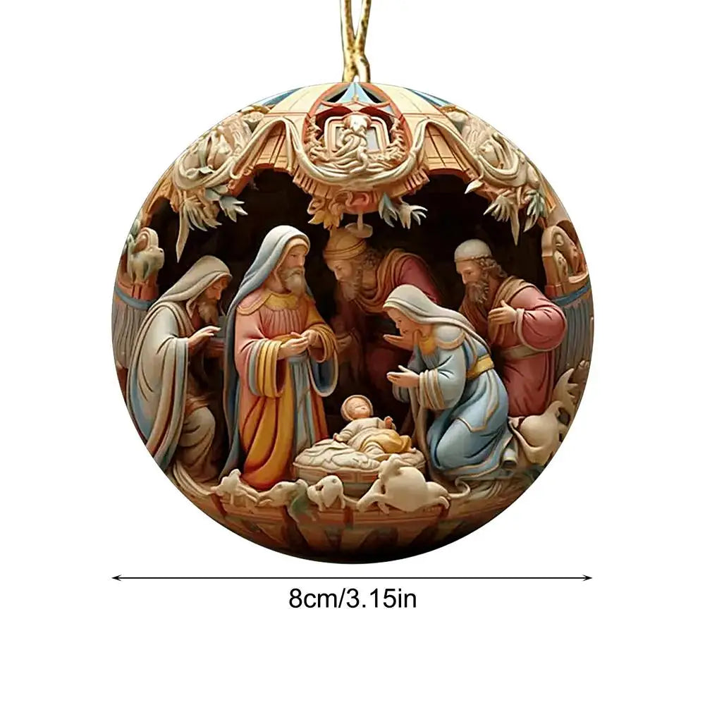 Nativity Christmas Tree Ornaments – Jesus Christ Hanging Pendants (5-Pack)