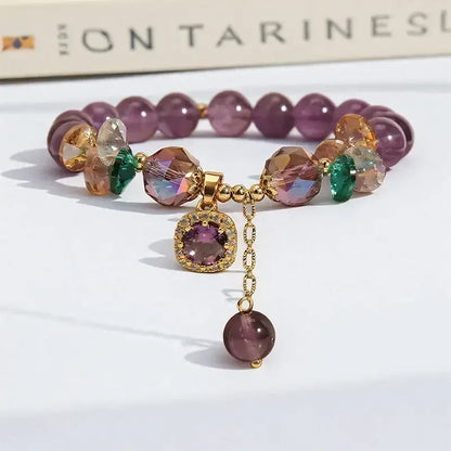 Natural Purple Crystal Bead Bracelet – Healing Stone Jewelry United States / Purple / 17cm