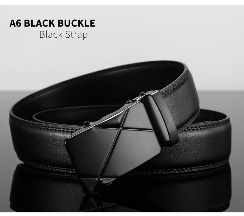 Men Leather Belt Metal Automatic Buckle