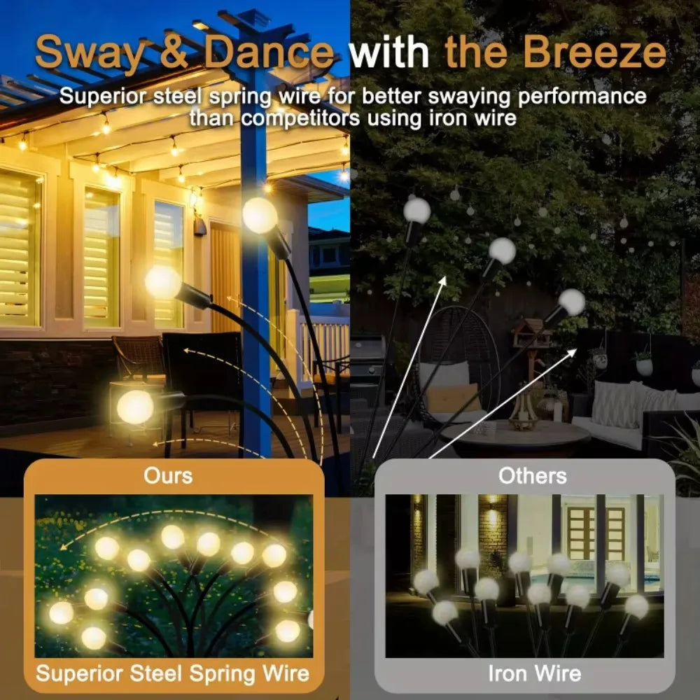 10-LED Solar Firefly Garden Lights – Warm White Outdoor Decor
