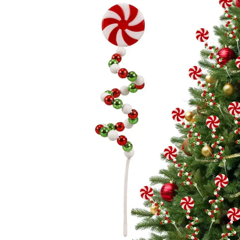Red & White Candy Cane Christmas Tree Picks
