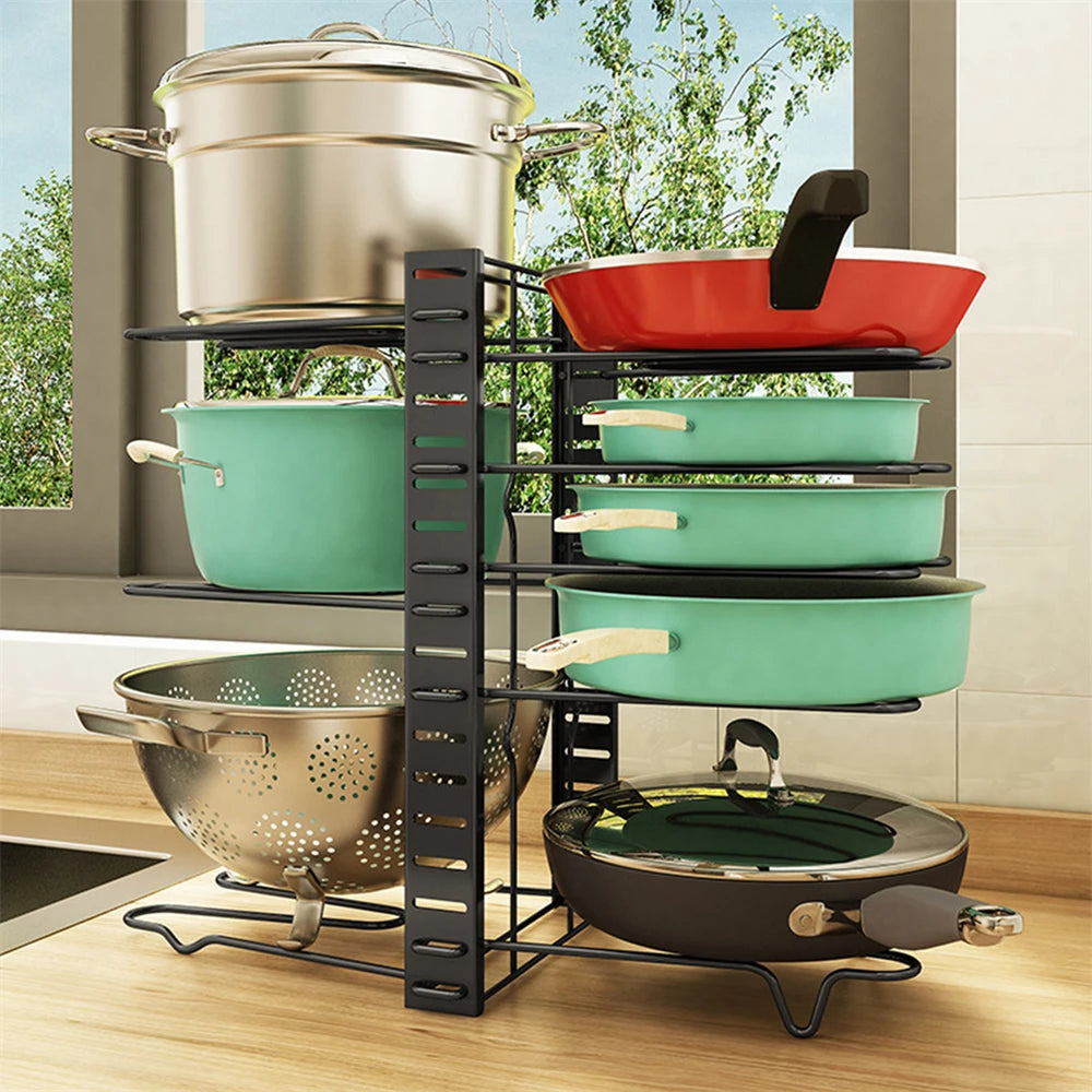 8 Tiers Pan Pot Organizer Rack Multi-layer Iron Wire