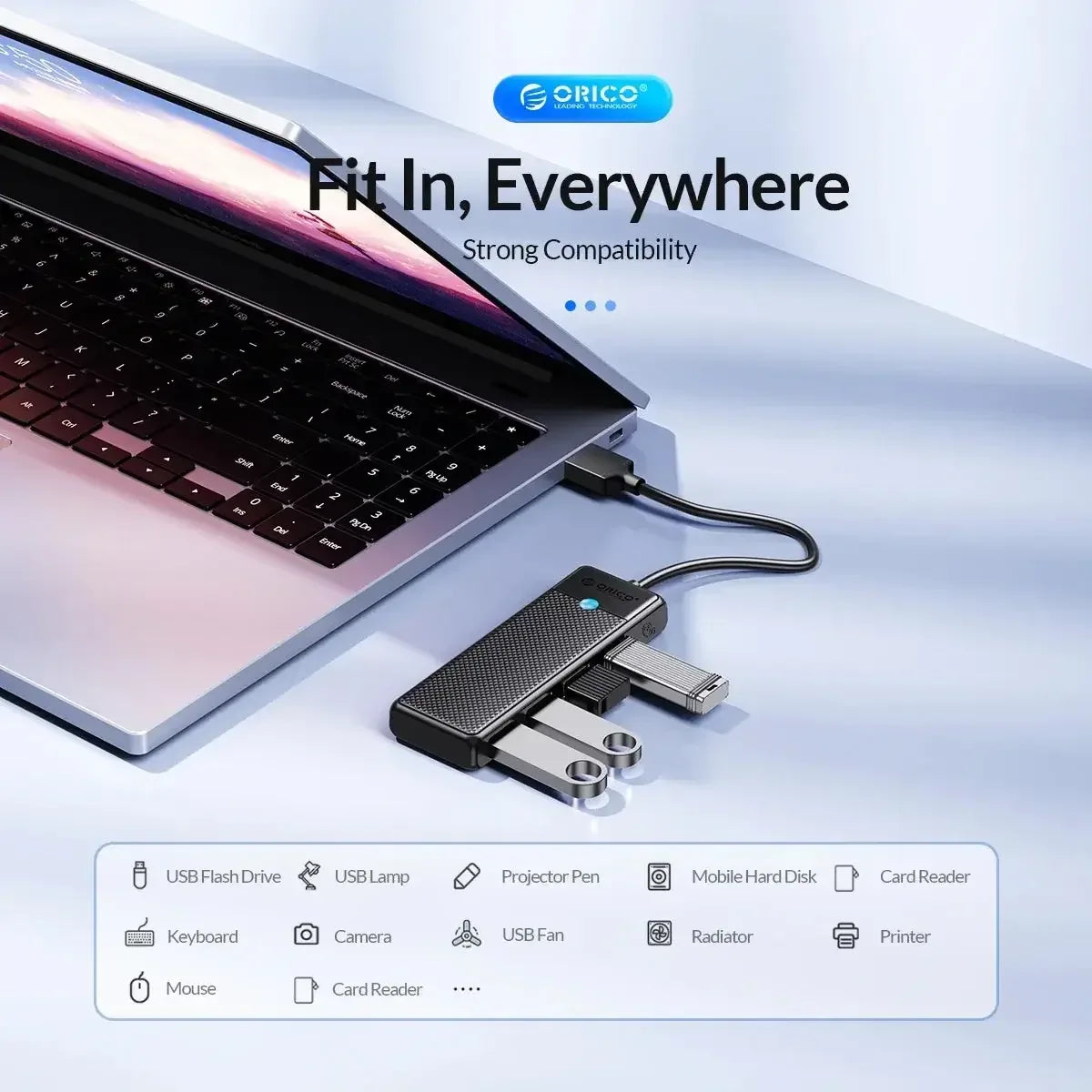 ORICO Ultra-Slim 4-Port USB-C Hub 4 USB 3.0 15cm USB A / United States