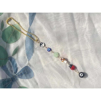 Cute Boho Car Pendant – Mushroom, Clover, Evil Eye, Ladybug & Yin Yang Decor colorful-1pc / United States