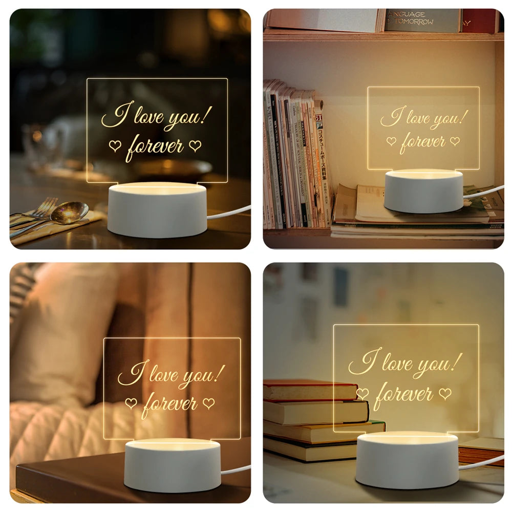 Creative LED Night Light Note Board Message Board