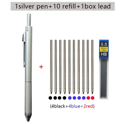 Metal Multicolor Pen 4 In 1 Gravity Sensor Ballpoint Pen Silver pen set