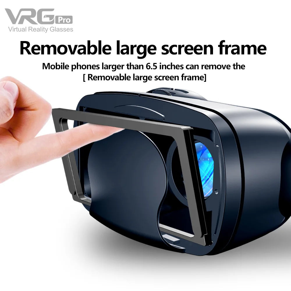 VRG Pro 3D VR Headset with Adjustable Lenses – Immersive Smart Glasses for 3.5–7” Smartphone