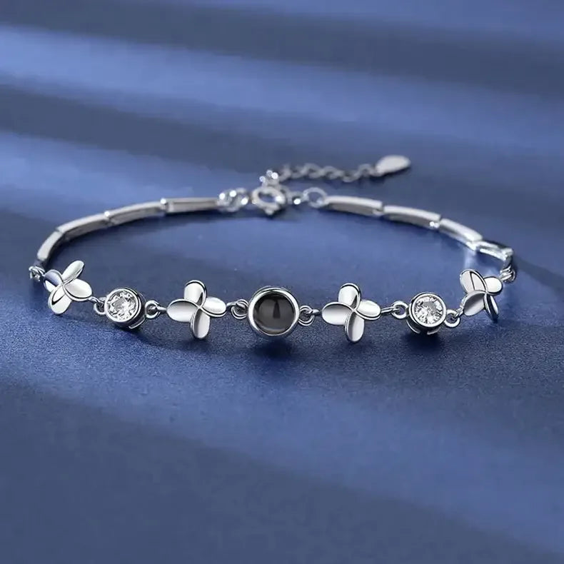 S925 Leaf Projection Photo Bracelet – Custom Image Jewelry Silver leaf / 16cm / Copper material