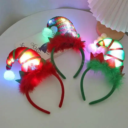 LED Christmas Elf Headband Party Accessory C / United States