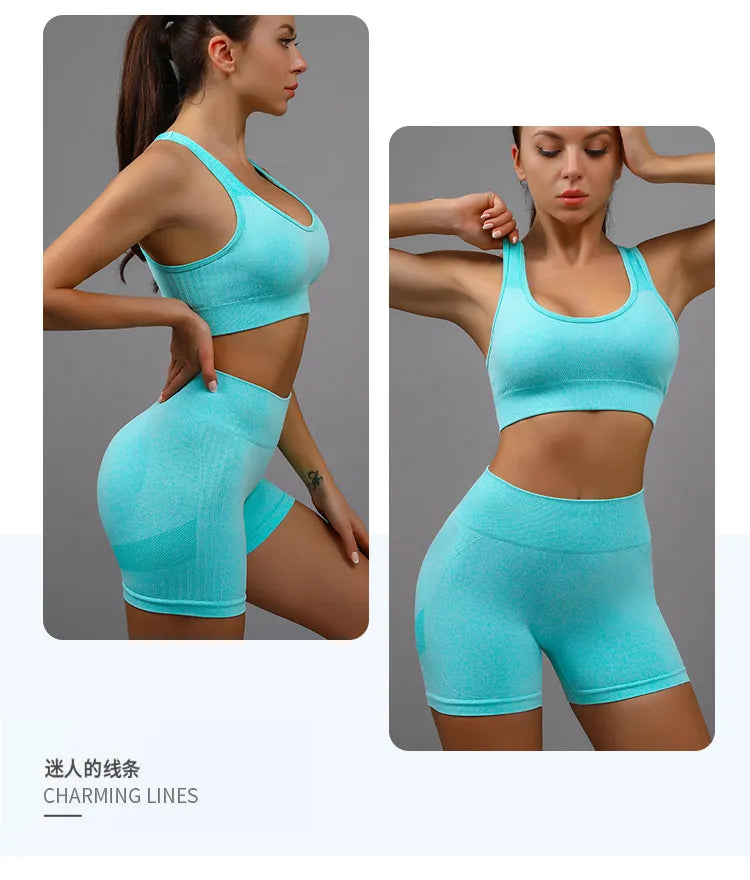 Sports Shorts Workout Set Seamless Fitness Gym