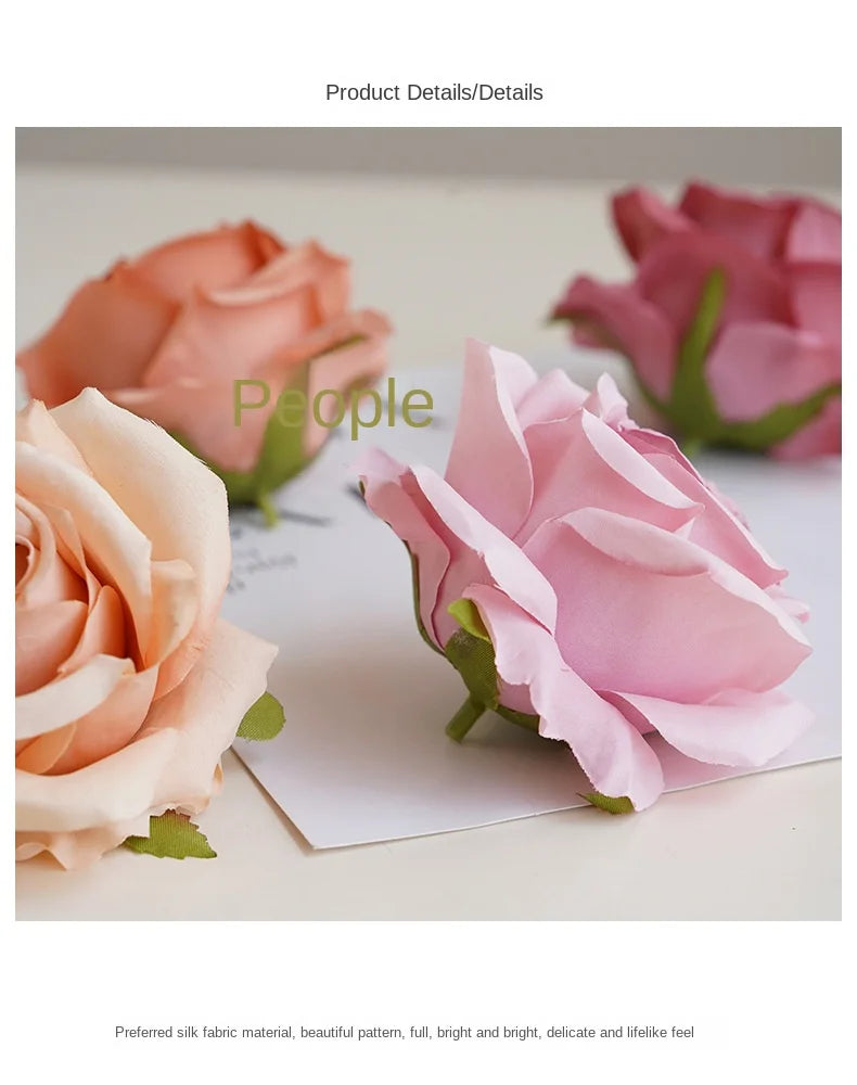 Artificial Silk Cloth Doer Rose Flower Head Wedding