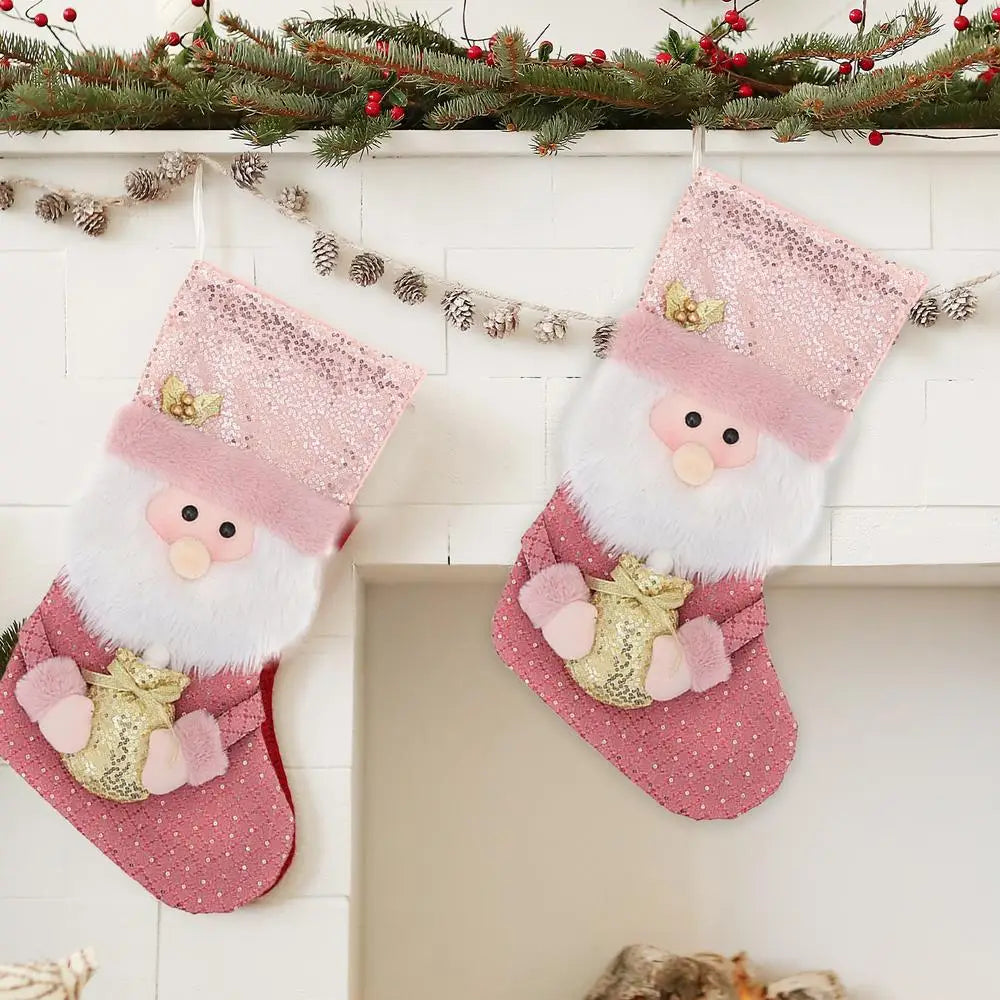 Pink Sequin Christmas Stockings
