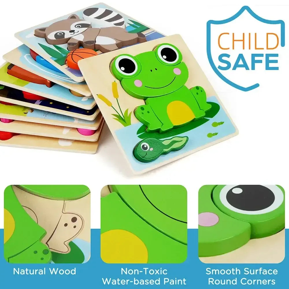 8-Pack Animal Wooden Puzzle Set for Toddlers United States