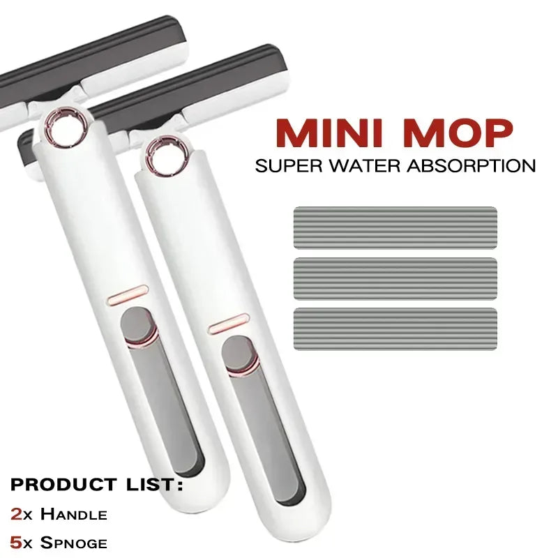 Folding Mini Mop with Self-squeezing 2 Handle 5 Head