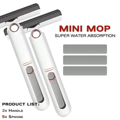 Folding Mini Mop with Self-squeezing 2 Handle 5 Head