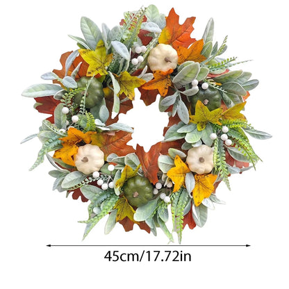 Thanksgiving Wreaths Harvest Festival Pumpkin Maple Leaves 17.72 Inches / United States