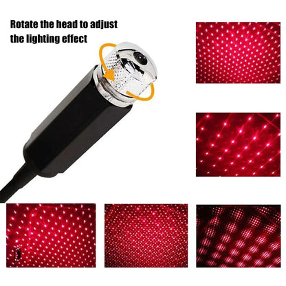 Romantic LED Car Roof Star Night Light Projector Red