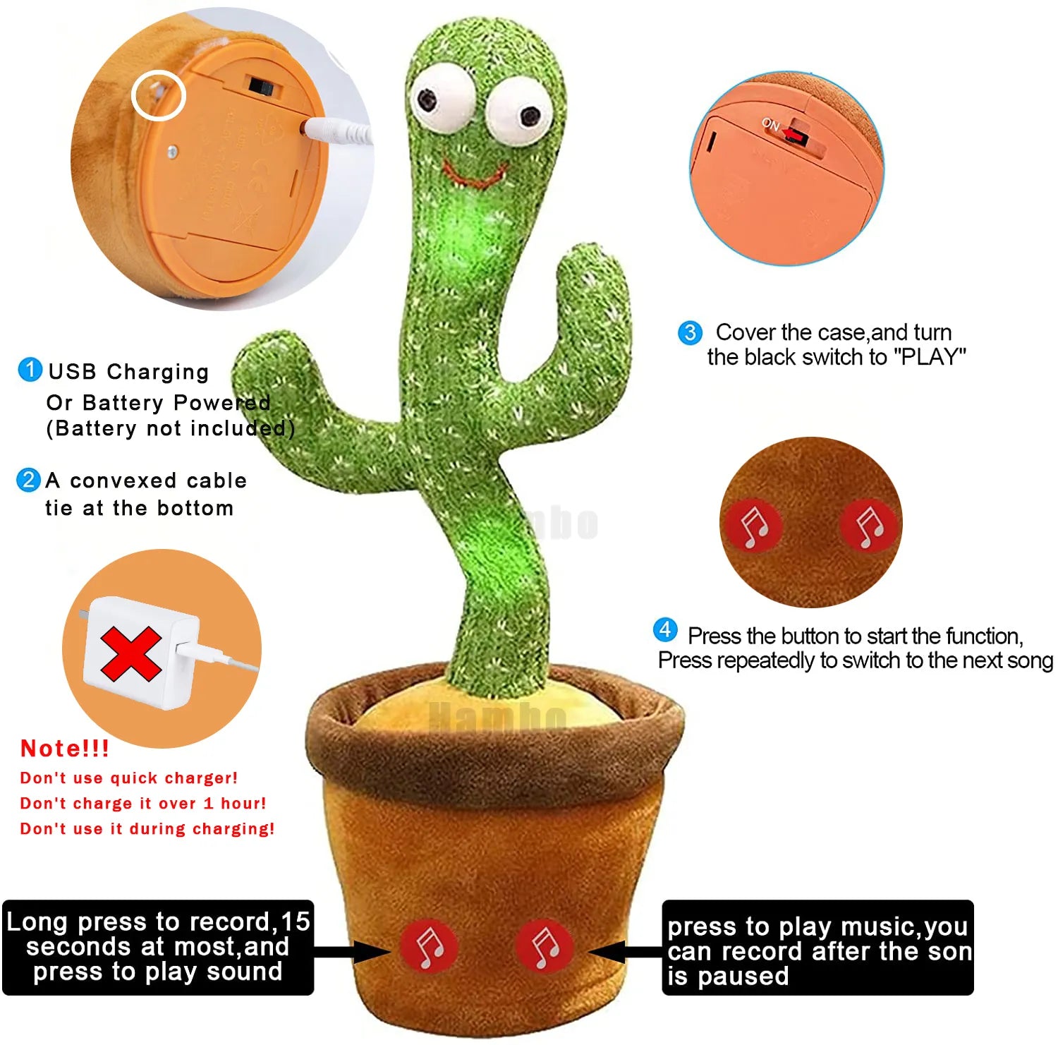 Rechargeable Talking Dance Cactus Toy