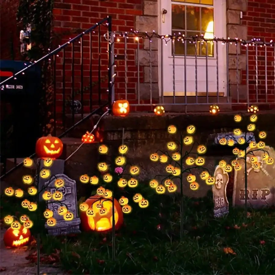 4-Pack Solar Pumpkin Stake Lights with 80 LEDs