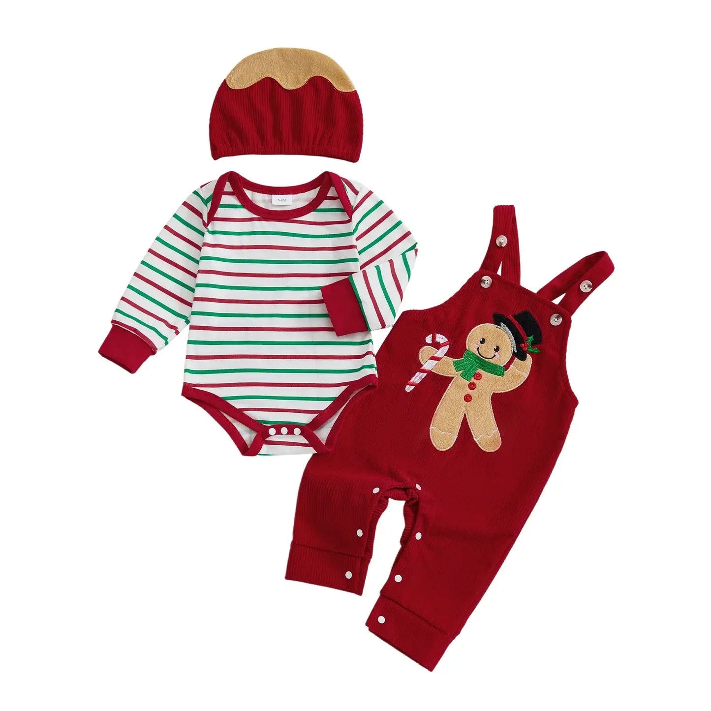 Christmas Baby Boy 3-Piece Reindeer Romper Set with Hat Red / 6-9 Months / United States