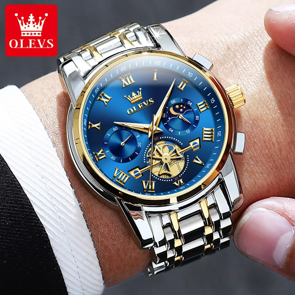 OLEVS Top Brand Men's Watches Classic Roman Scale Dial Luxury