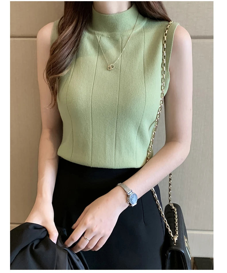 Sleeveless Knitted Blouse Shirt