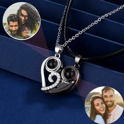 Heart Necklace Photo Personalized Picture Pendant Couple Men / s925 material / United States|45cm
